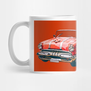 Sixties Era Red Car On Red Vintage Auto Style Cafe Art Mug